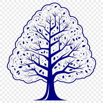 Simple vector illustration of a tree with roots and branches in various sizes.