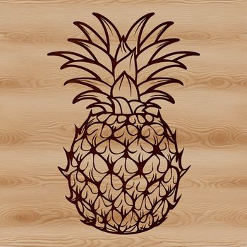 Vector graphic representation of a whole pineapple, ideal for digital art and craft applications.