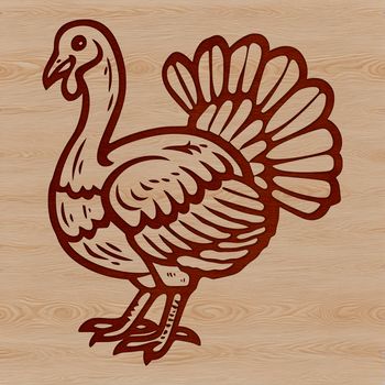 A detailed illustration of a turkey, suitable for various graphic design projects.