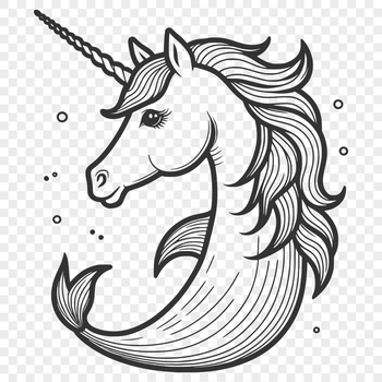 A mythical sea creature with the upper body of a mermaid and the lower body of an equine, depicted in detailed vector art.