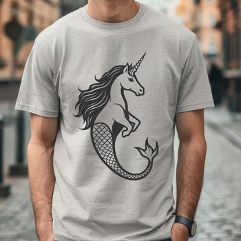 An illustration of a sea-inspired equine hybrid with a female torso and flippers.
