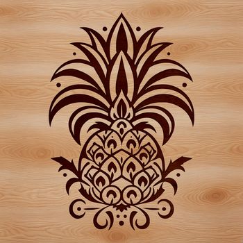 A detailed illustration of a pineapple with intricate details.