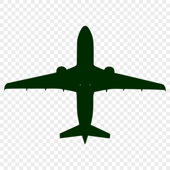 Simple silhouette of an airplane suitable for cut files and web design.
