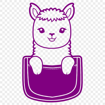An illustration of a South American alpaca, often used in crafting and design projects.