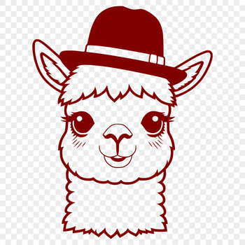 A cartoon alpaca wearing a hat, designed as vector art for various digital applications.