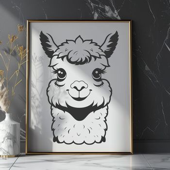 A South American camelid animal with long neck and soft fur.