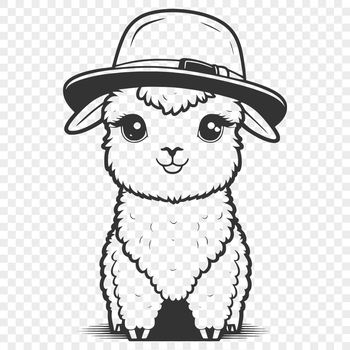 An illustration of a Peruvian alpaca wearing a traditional Andean hat.