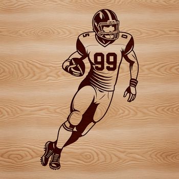 An illustration of an American football player wearing a helmet, ready to play on the field.