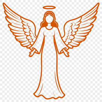Illustrative vector art representation of a traditional angel with wings, suitable for digital cutting machines like Cricut.