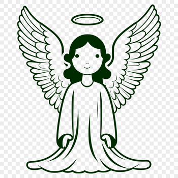 A detailed illustration of a winged angel figure in various positions, suitable for vector design projects.