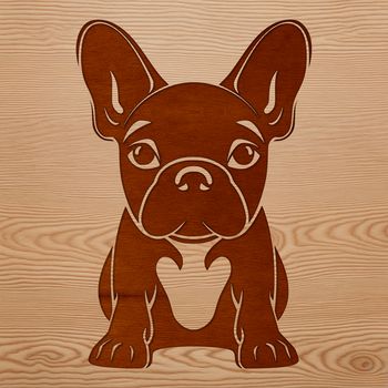 A stylized illustration of a sitting French Bulldog.