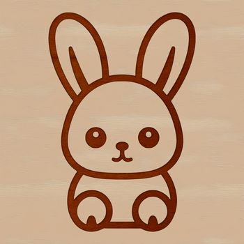 A simple line drawing of a cute sitting rabbit with minimal shading.