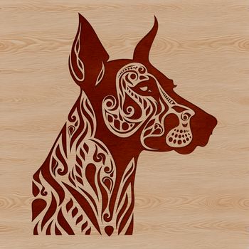 A detailed illustration of a Doberman Pinscher's head, suitable for digital cutting and crafting.