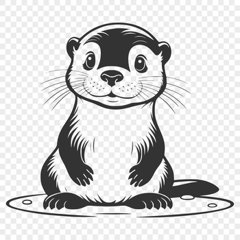 A stylized illustration of a river otter in a natural environment.