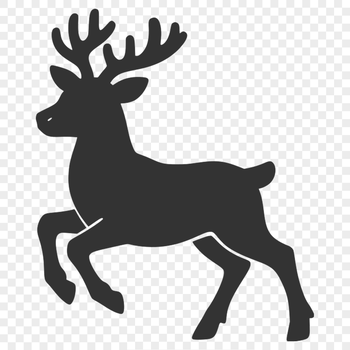 A stylized illustration of a reindeer with antlers and hooves, suitable for use in digital designs.