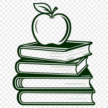 A digital illustration of a book featuring the Apple logo, designed in vector format.
