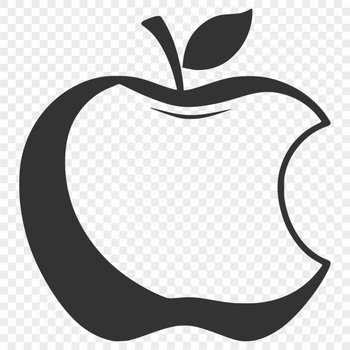 A digital illustration of a ripe red apple with green leaves.