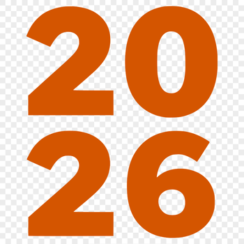 A calendar graphic illustration featuring the year 2026 in bold font, surrounded by decorative elements.