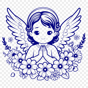 Detailed vector illustration of a stylized angel with floral elements in a digital design format.