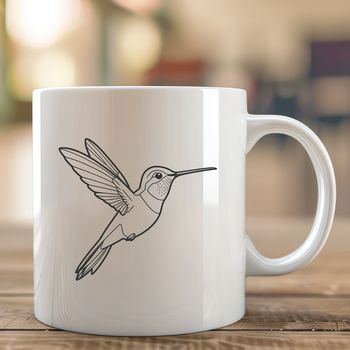 A digital illustration of a hummingbird in mid-flight, depicted in a vector format suitable for various applications.