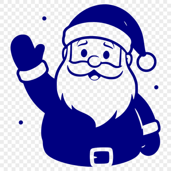 Merry Christmas Illustration Jolly figure in red clothing holding a sack, surrounded by festive holly and berries.