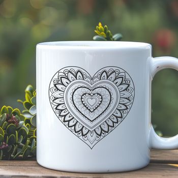A colorful mandala heart design created as a scalable vector graphic (SVG) for various uses.
