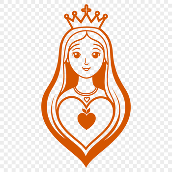 A stylized representation of the Sacred Heart of Mary, a symbol of devotion in Catholicism.