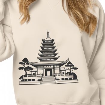 Buddhist temple architectural design with intricate details and ornaments