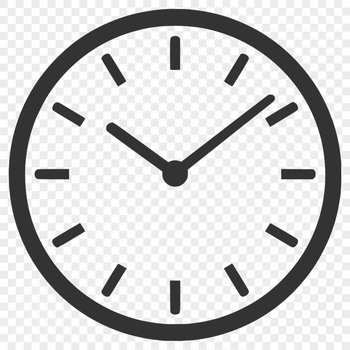 A high-quality vector illustration of a clock face with clean lines and precise details.
