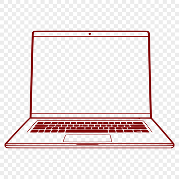 A simplified illustration of a laptop computer with a modern design aesthetic.