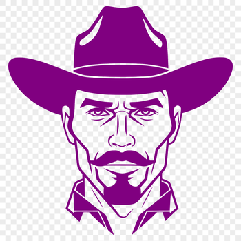 A line drawing of a cowboy in western attire, suitable for use as vector art or clip art.