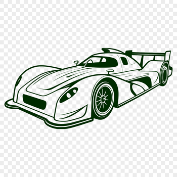 A sleek racing car with bold lines and vibrant colors, ideal for cutting machines like Cricut.