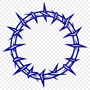 A detailed illustration of a crown made from thorns, used in Christian iconography to represent suffering.