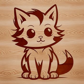 An illustration of a small domesticated animal, a kitten, in a seated position.