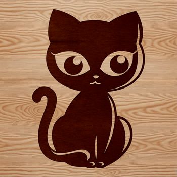 A cartoon-style illustration of a cute sitting cat, suitable for digital art projects.