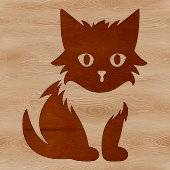 A cartoon-style illustration of a sitting cat with a playful expression.