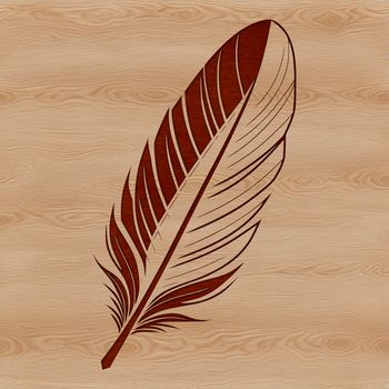 A detailed illustration of a single feather with intricate details, suitable for vector design and cutting machine projects.