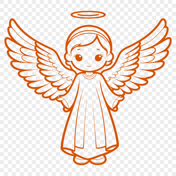 A winged human figure in a traditional style, representing an angel.