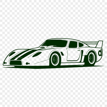 A sleek racing car design with bold lines and curves.