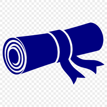 A digital vector illustration of a graduation scroll diploma with rolled paper edges.