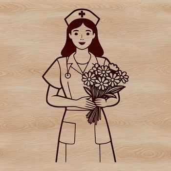 A female nurse illustration designed as vector art, ideal for various uses.