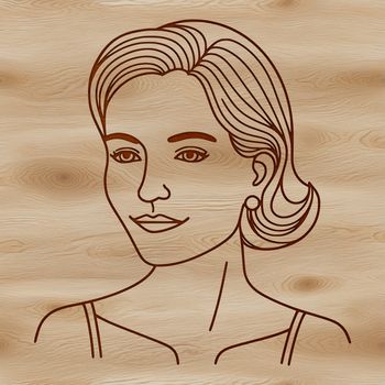 A simple female figure depicted in a clean vector style.