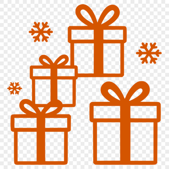 A simple, hand-drawn illustration of a gift wrapped in paper with a ribbon and bow.