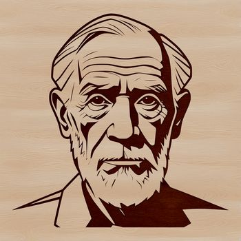A detailed illustration of a mature male figure in profile, suitable for vector design.