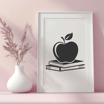 Illustrated Apple Book icon with educational theme