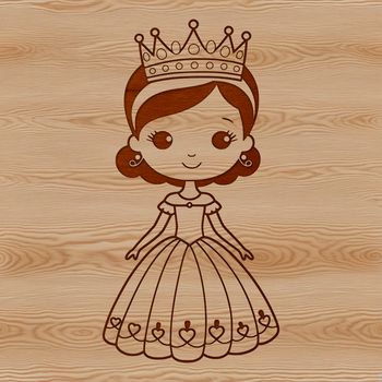 Female character in a royal gown, suitable for vector design and cut-out projects.