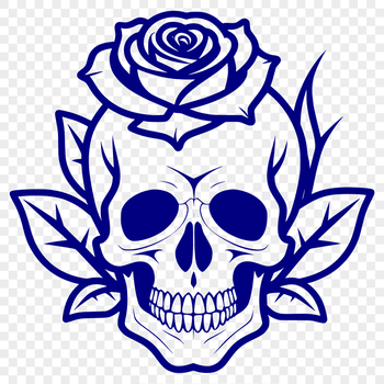 A stylized Gothic skull with intricate details, suitable for Halloween decorations or creative projects.