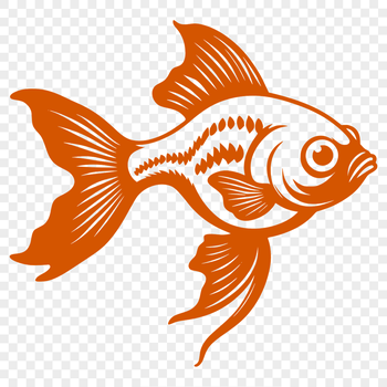 A colorful vector design featuring a cartoon goldfish swimming.