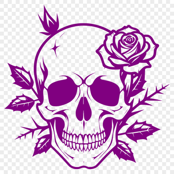 A stylized 3D gothic skull design featuring intricate details and floral patterns, ideal for crafting and DIY projects.