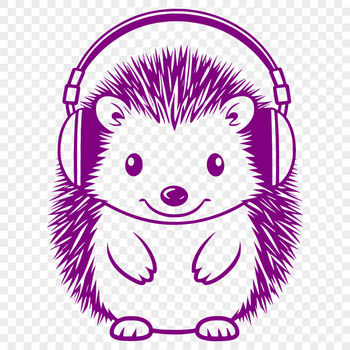 A simple vector illustration of a hedgehog with headphones.